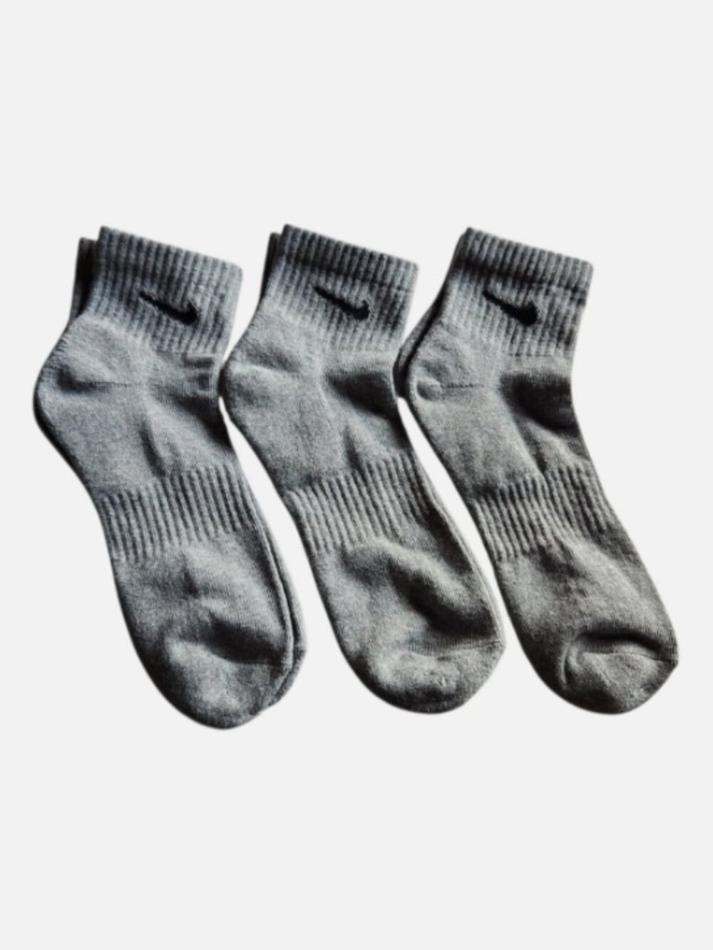 NIKE Quarter Ankle Socks Mens Size L 8-12 Everyday DRI-FIT Gray Cushion 3 pack